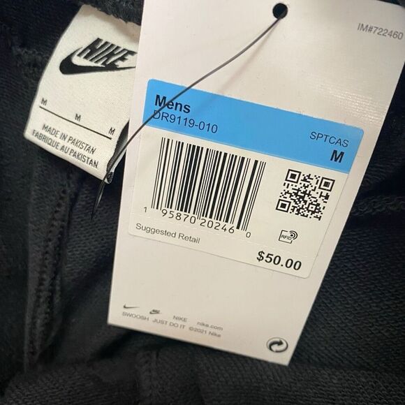 Nike Essentials French Terry Swoosh Shorts DR9119-010 Black New Mens size M New - Picture 9 of 9